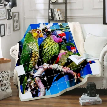 Plstar Vesmíru farebný Papagáj brid Deka 3D tlač Sherpa Deka na Posteľ Detský Dievča Kvet, domáci Textil, Snového štýl-3