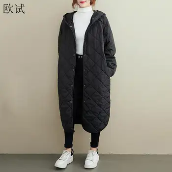 Plus Veľkosť Dlhá Bunda S Kapucňou Zimný Kabát Bavlna Ženy Teplé Kabáty Nadrozmerné Zimný Kabát Hrubé Vrchné Oblečenie 2020