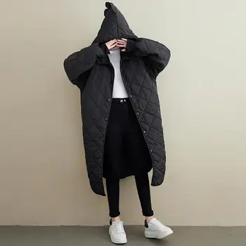 Plus Veľkosť Dlhá Bunda S Kapucňou Zimný Kabát Bavlna Ženy Teplé Kabáty Nadrozmerné Zimný Kabát Hrubé Vrchné Oblečenie 2020