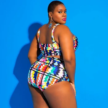 Plus Veľkosť Plaviek Obväz Vystrihnúť Plavky Ženy Jednodielne Plavky Africkej Tlače Monokin Veľké Veľkosti Kombinézu Sexy Plavky