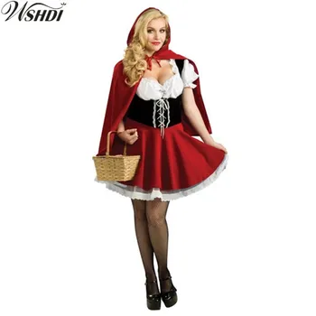Plus Veľkosť S-6XL Dospelých Little Red Riding Hood Kostým Ženy Halloween Christmas Party Cosplay Maškarný Vysokej Kvality