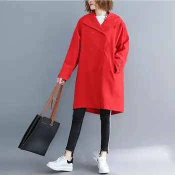 Plus Veľkosť s Kapucňou Dlhý Zákopy Srsti 5XL 6XL Módne Kabát List Tlač Windbreaker Bežné Nadrozmerná Coats pre Ženy Oblečenie 2019