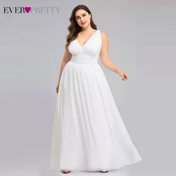 Plus Veľkosť Svadobné Šaty Ever Pretty Elegantné tvaru A-line Šifón Jednoduché Letné Beach Svadobné Šaty vestidos de novia 2020