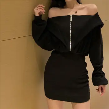 Plus veľkosť xl jeseň zimné Šaty Žien voľné 2020 bežné Šaty kórejský Štýl Sexy Šaty Kawaii Oblečenie, Streetwear jupe femme