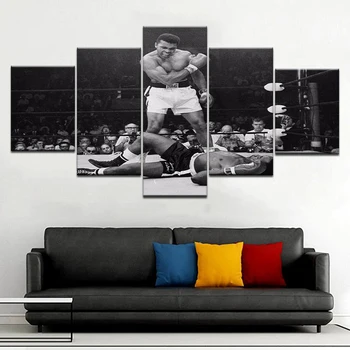 Plátno Modulárny Obrázky Domova Rám Maľbu HD Vytlačené 5 Paneli Boxu Hviezda Športové Boxer Plagát Steny v Obývacej Izbe Umenie