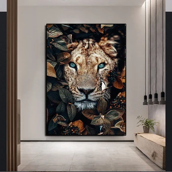 Plátno Na Stenu Umenie Plagátu Zvierat Plagát Vytlačí Tiger Lions Jungle Plátno Na Maľovanie Lev Plagát Obývacia Izba Dekorácie Na Stenu Obrázky