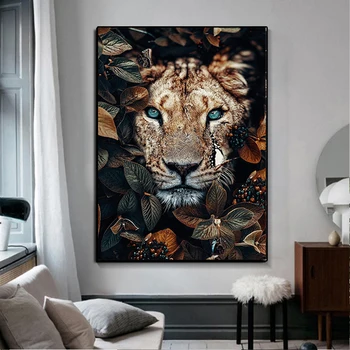 Plátno Na Stenu Umenie Plagátu Zvierat Plagát Vytlačí Tiger Lions Jungle Plátno Na Maľovanie Lev Plagát Obývacia Izba Dekorácie Na Stenu Obrázky