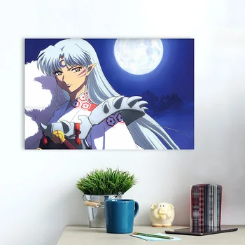 Plátno Plagát Sesshomaru Maľovanie Na Stenu Umenie InuYasha Vytlačí Modulárny Obrázky Japonskom Anime Domáce Dekorácie Pre Obývacia Izba Č Rám