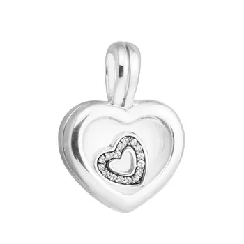 Plávajúce Srdce Medailón Korálky Pre 925 Sterling Silver Originálne Náramky Otvoriť Zámok Jasné, CZ Kryštálmi Drobná DIY Strieborné Šperky