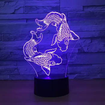 Plávanie ryby 3D Lávové Lampy Tvorivé 7 Farby 3D LED Nočné Svetlo RGB Náladu Svadobný Darček Decor Spálňa stolná Lampa