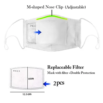 PM 2.5 masku na tvár Vetru filter umývateľný nočnej oblohe scenérie úst maska Anti-bakteriálne opakovane bavlna Čierna tvár utlmiť