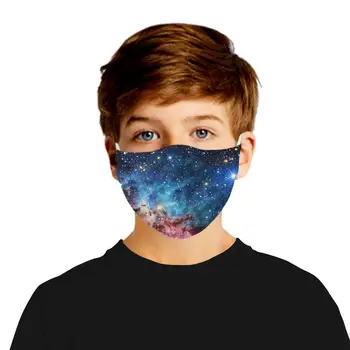 PM 2.5 masku na tvár Vetru filter umývateľný nočnej oblohe scenérie úst maska Anti-bakteriálne opakovane bavlna Čierna tvár utlmiť