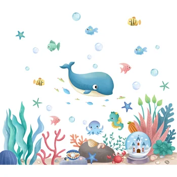 Podmorské Koralové Zoskupení Rastliny Stenu, Nálepky DIY Veľryba Ryby Stenu pre Deti Detská Izba Spálňa Kúpeľňa Dom Dekorácie