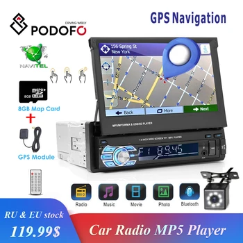 Podofo 1din autorádia GPS Navigácie 7