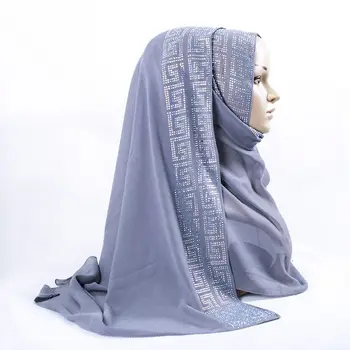Podpora Predaja! 2019 Lete Hodvábny Šifón hidžáb Šatku Obyčajný Šplhať Moslimských Etnických Dlhý Šál S Drahokamu Dekor Premium Šál