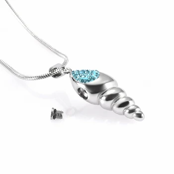Podržte modré Crystal oblasti slimák Kremácie Náhrdelník Šperky z Nerezovej Ocele Pet Pamätník Popol Prívesok s voľným Lievik Auta
