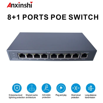 POE switch 48V s 8 100Mbps Porty IEEE 802.3 af/na ethernet switch Vhodný pre POE IP kamera POE vzdialenosť:Max 250 m