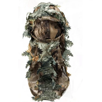 Pokrývky hlavy Vonkajšie Priedušný Polyester Lov 3D Kamufláž Camo Rybárske Leaf Lesy Plné Tváre Vojenské Taktické