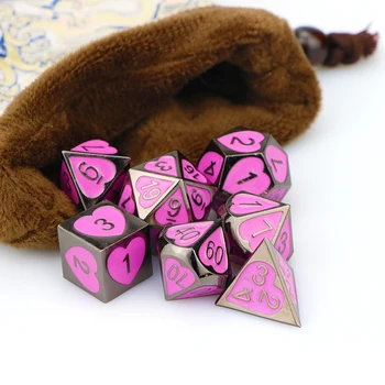 Polyhedral kocky nastaviť kovové dnd kocky tabletopd20 kocky d&d kocky ružová Strieborná galaxy rpg kocky s bag 7 nastaviť D4 D6 D8 D10 D12 D20