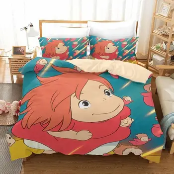 Ponyo na Útese Mikrovlákna posteľná bielizeň Nastaviť Anime Vlastné Posteľná Bielizeň Set Home Decor Perinu Nastaviť Jednej Dvojitej Plnej Kráľovná Kráľ