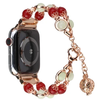 Popruh Pre Apple hodinky kapela 44 mm 40 mm iWatch serice 5 4 3 2 1 Ženy Noc Svetelný Perlový náramok Apple hodinky 6 popruh 38mm 42mm