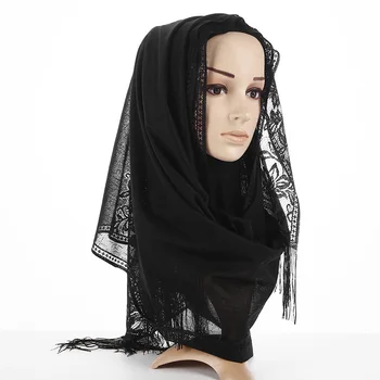 Populárne Zábal Šály, Dlhé Strapce Pashmina Ženy Móda Šatkou Šatku Mujer Bufanda Duté Z Čipky Moslimských Hidžáb Šatka Veľká Veľkosť