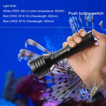 Potápačská Baterka ARCHON D12U Potápanie Video Svetlo Profesionálne Červená Modrá UV Vyplniť svetla 1200L Podvodná Svetla, Vodotesný, Baterka