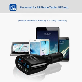 Powstro 3.0 Nabíjačka do Auta Duálny USB Nabíjačka a 2.4 S LED Napätie Monitor Samsung Galaxy S8 S7 S6 Xiao