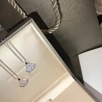 POXAM Módne luxusné elegantné BV náhrdelník žien na plný diamond sukne prívesok s dlhým reťazcom žien náhrdelník šperky, šperky