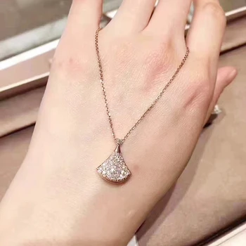 POXAM Módne luxusné elegantné BV náhrdelník žien na plný diamond sukne prívesok s dlhým reťazcom žien náhrdelník šperky, šperky