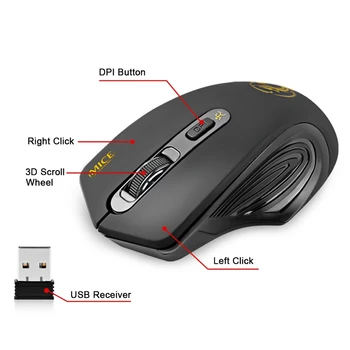 Počítač Bezdrôtová Myš Ergonomický Tichý Myš Bezdrôtová Optická Myš s USB Prijímač 4 tlačidlá 2.4 G USB Mause Pre PC, Notebook