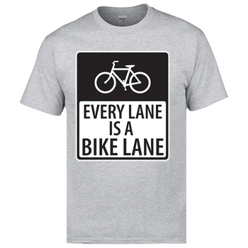 Požičovňa Biker Cyklus Zľava Tričko Každý Lane je-Bike Lane Jazdec Písmeno O Neck T Košele pánske Európe Topy Tees Vysokej Kvality
