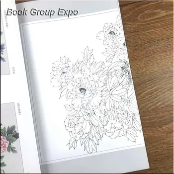 Praktické biele náčrt rukopis lakovacej linke kreslenie bai miao gong bi kniha pre Pivónia Kvet