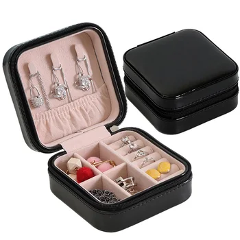 Praktické Šperky Zobraziť Náušnice Štítok Šperky Box Prenosný Kožené Náušnice, Prsteň Multi-function Šperky Úložný Box