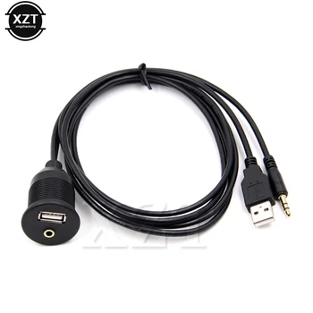 Pre Auto Dash Doskové 3,5 mm USB 2.0 AUX Zásuvka AM/AF DC 3.5 Audio Rozšírenie Viesť Panel 1m 2m Kábel