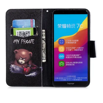 Pre Huawei Honor 7C Prípade Huawei Honor 7C Prípade Flip Wallet PU Kožené Zadný Kryt Telefónu Prípade Huawei Honor 7C AUM-L41 5.7 palcový