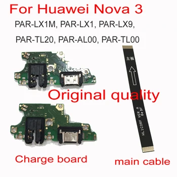 Pre Huawei Nova 3 PAR-LX1M PAR-LX1 PAR-LX9 PAR-TL20 PAR-AL00 Nabíjací Port Konektor Poplatok Rada Flex Kábel S Mikrofónom MIC