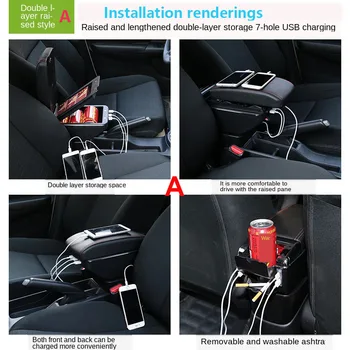 Pre Hyundai SOLARIS Opierke, 2013 2016 Retrofit časti Auta, lakťová opierka box Úložný box auto doplnky Interiéru s LED USB