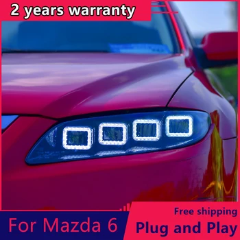 Pre Mazda 6 Svetlometu 2004-2012 Pre Mazda 6 LED Reflektor DRL vysoká nízka Lúč 4 LED objektív Dynamické streamer zase signál Pre Mazda 6