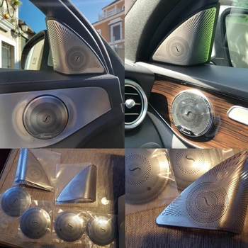 Pre Mercedes Benz Nové C Triedy W205-2017 3D nálepka Auto-styling nehrdzavejúcej ocele Dvere Auta Audio Reproduktorov Dekoratívny Kryt Výbava