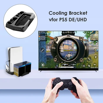 Pre PS5 Vertikálne Chladiaci Ventilátor Stojan pre PlayStation 5 Digital Edition s 14 Hra Sloty 3 Hub Port Dual Regulátor Nabíjania Stat