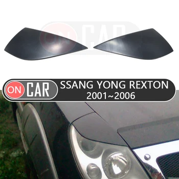 Pre Ssang Yong Rexton 2001-2006 obočie svetlomety viečka auto styling výbava nálepky kryt obočie viečka trim dekorácie