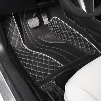 Pre Tesla Model 3 Nepremokavé Kožené Podložku Koberec Auto Interiérové Doplnky Auto Poschodí Nohy Mat Ochrany