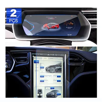 Pre Tesla Model X/Model S vodičov Screen Protector a Prístrojovej dosky Screen Protector Tvrdeného Skla Dotykový Displej 2KS