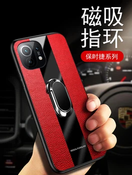 Pre Xiao Mi 11 Prípade Luxusné Mäkké Silikónové Plexisklo S Prsteň Stáť Magnet ochranný Zadný Kryt puzdro pre xiao mi 11 Shell