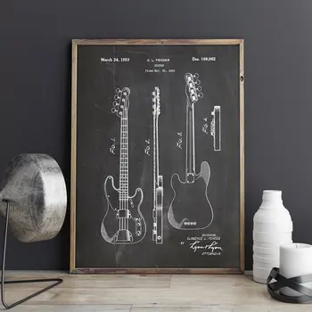 Precision Bass Patent,Blatník Gitara,stenu plagát,izba dekor,ročník tlače,plán,Hudobník darček, hudba Dekorácie