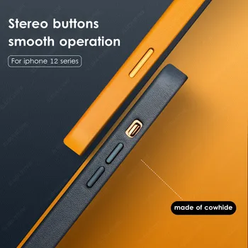 Premium Reálnom Kožené puzdro Pre iPhone 12 Pro Max Mini Úradný Štýl Magnetické pravej Kože Zadný Kryt Podporu Bezdrôtového Nabíjania