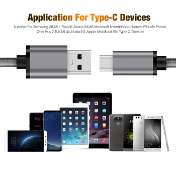 Premium USB C 3m 2m USB3.1 Gen1 Kábel pre Samsung Note9 Huawei P20 podporu 60W 3A QC 3.0 Nabíjanie USB C do USB A