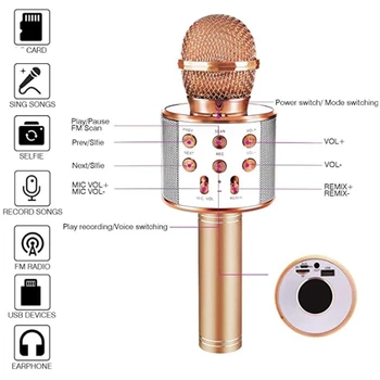 Prenosné Bluetooth Karaoke Mikrofón pre Deti - Najlepších Darčeky pre 4-15 ročných Dievčat/Chlapcov, Hračky