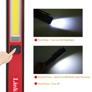Prenosné COB LED Baterka Magnetické Pracovné Svetlo Nabíjateľná 180 stupňov Stojan Visí USB Pochodeň Lampa Pre Nočný lov